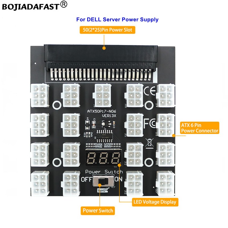 17 * PCI-E 6Pin Connector Serv - 2400W Server Psu Breakout Board 评论和价格
